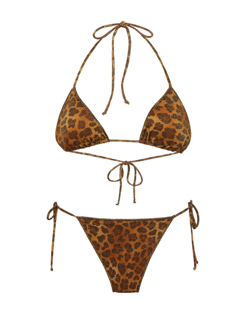 Bikini classico in lurex Leah Marielle con stampa animalier