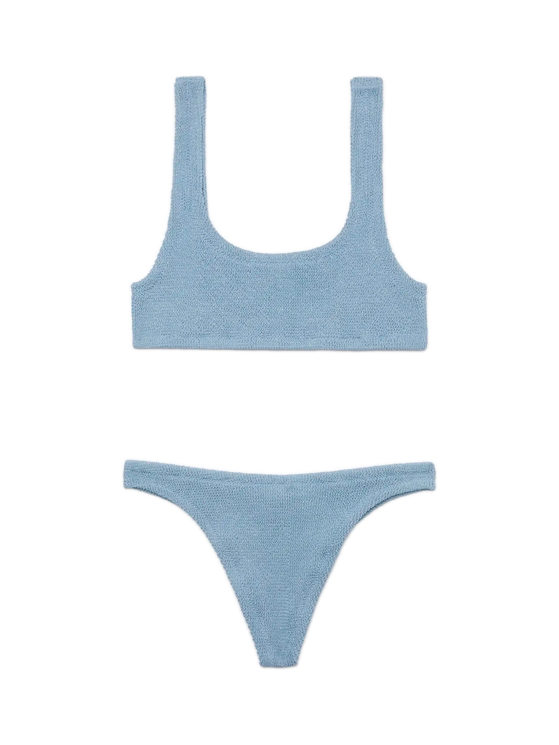 Bikini a bralette Naima Naomi in crinkle lurex blu avio