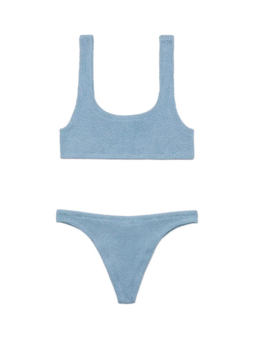 Bikini a bralette Naima Naomi in crinkle lurex blu avio