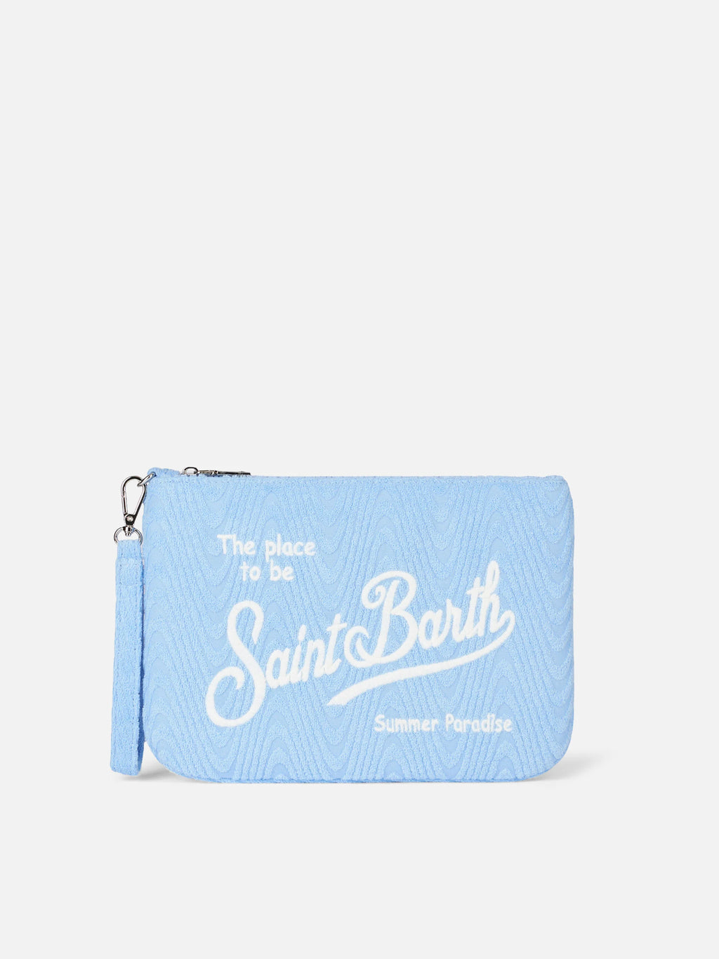 Pouch Parisienne in spugna azzurra a bassorilievo
