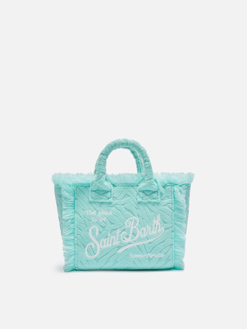 Mini Vanity Sponge Bag con stampa zebrata verde acqua in rilievo