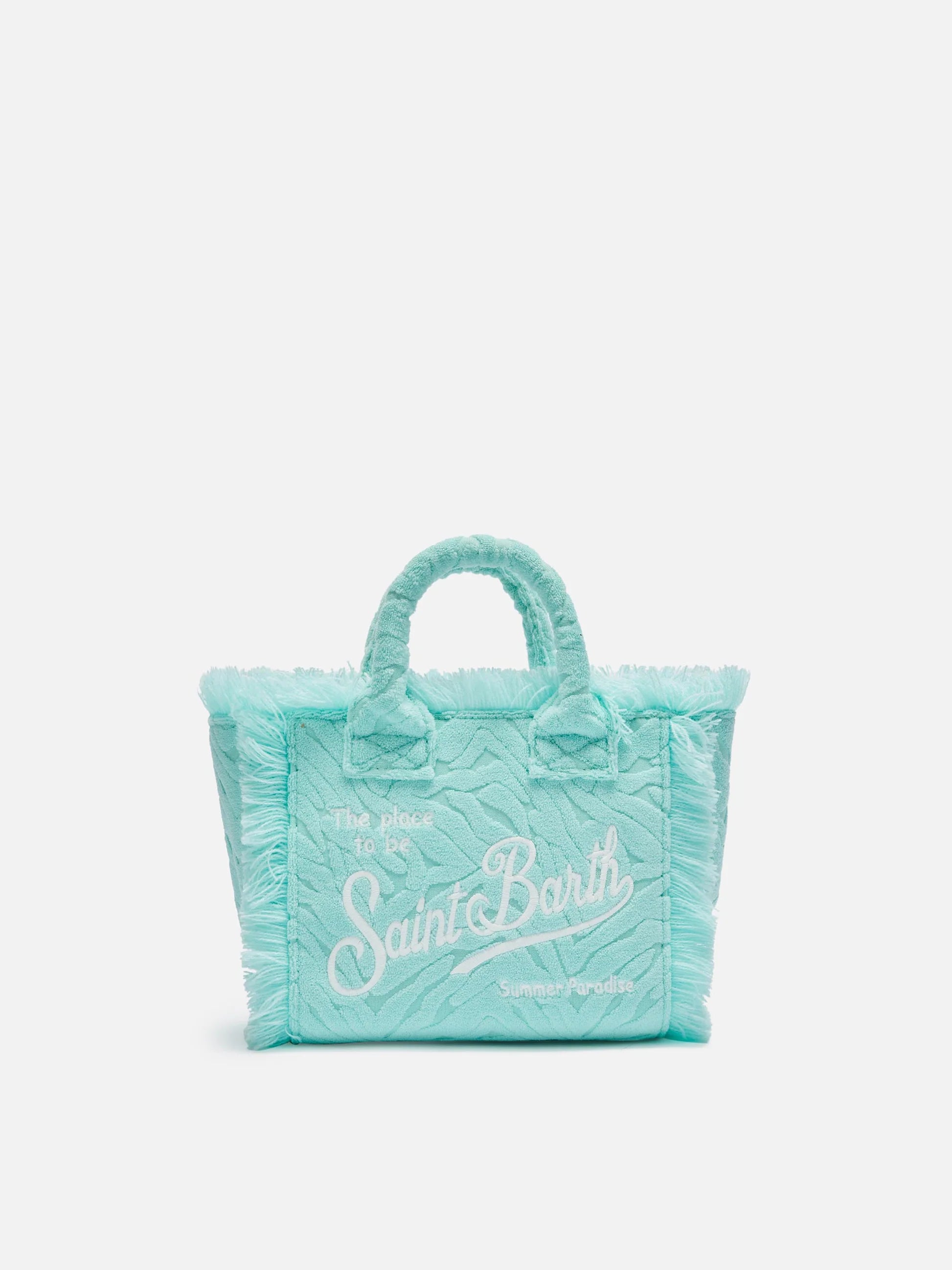 Mini Vanity Sponge Bag con stampa zebrata verde acqua in rilievo